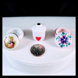 🍯Vtg. Precious Mini Ceramic Jars Trio